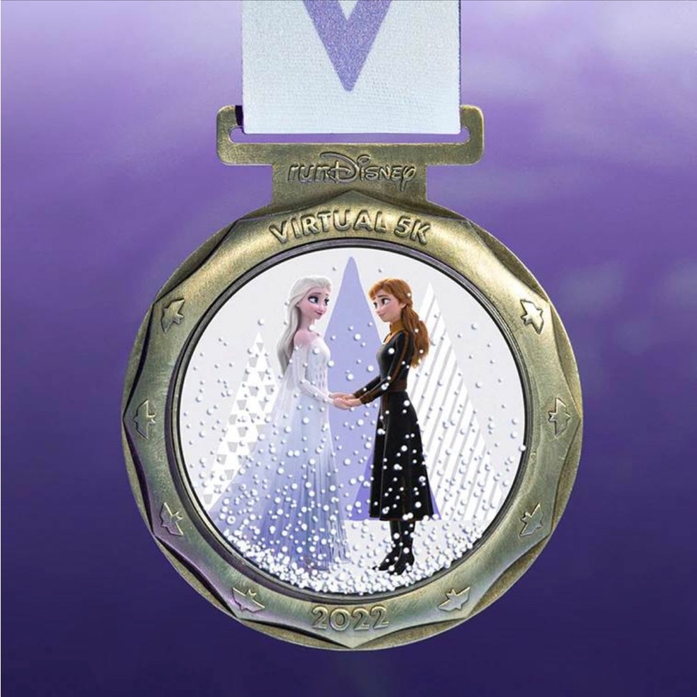Disney RunDisney Frozen Virtual 5k Summer 2022 Medal - Anna and Elsa